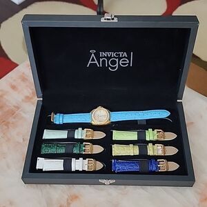INVICTA Angel Mother of Pearl Dial White Leather Ladies Watch